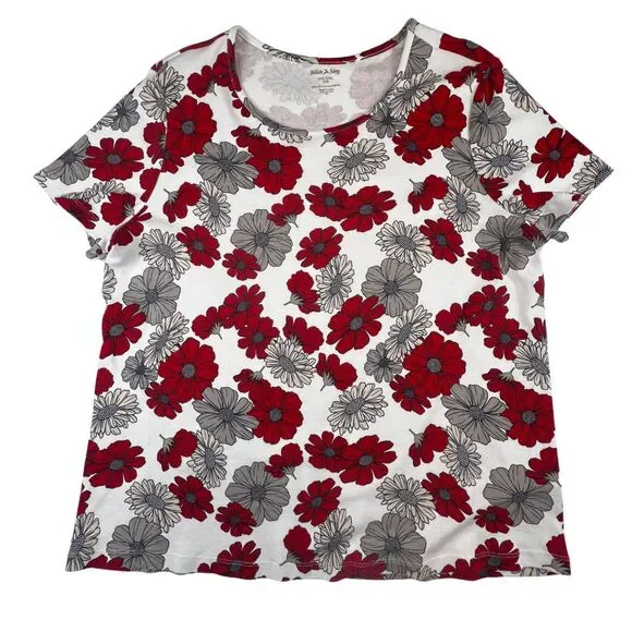 White Stag Shirt XXL Bloomcore Crew Neck Cottagecore Comfort Floral Hawiian Tee - Picture 5 of 9